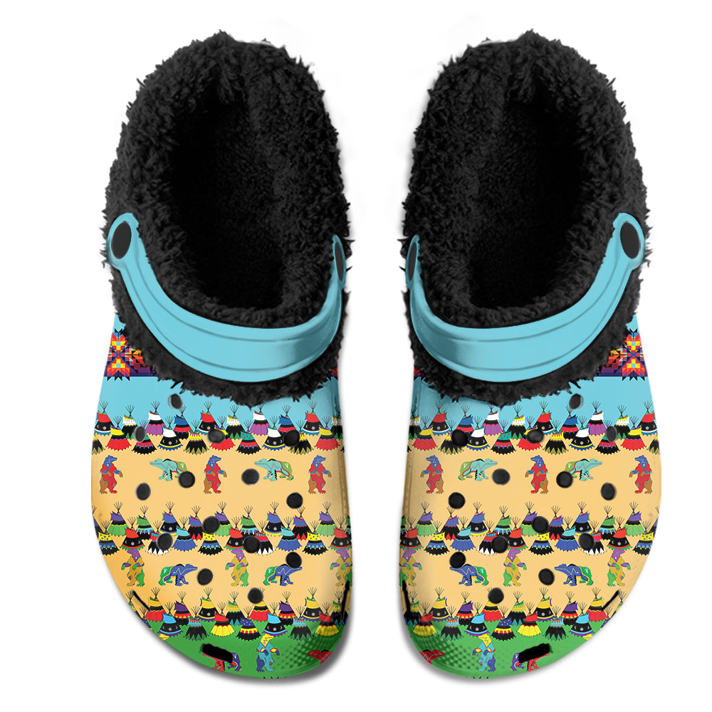 Bear Medicine Muddies Unisex Clog Shoes with Soft Fleece Fur Lining