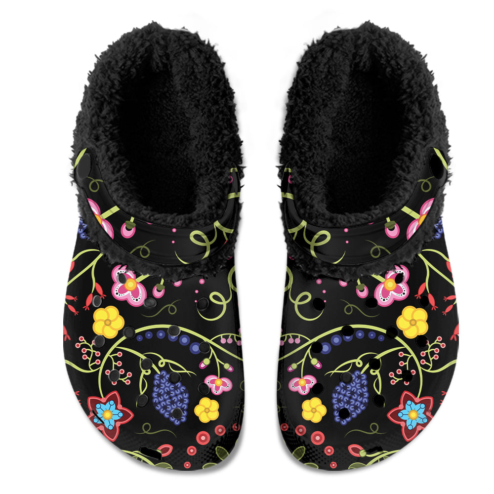 Fresh Fleur Midnight Muddies Unisex Clog Shoes with Soft Fleece Fur Lining