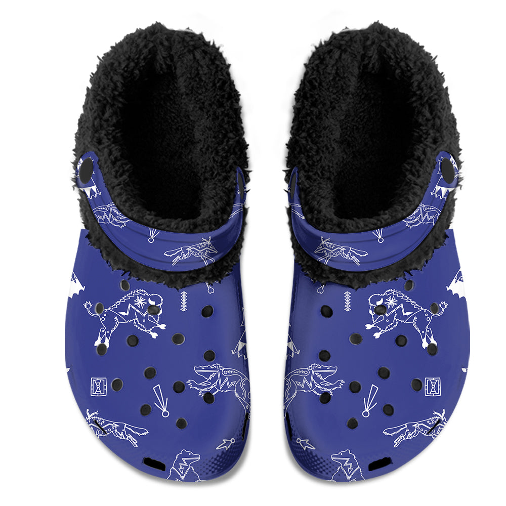 Ledger Dabbles Blue Muddies Unisex Clog Shoes with Soft Fleece Fur Lining