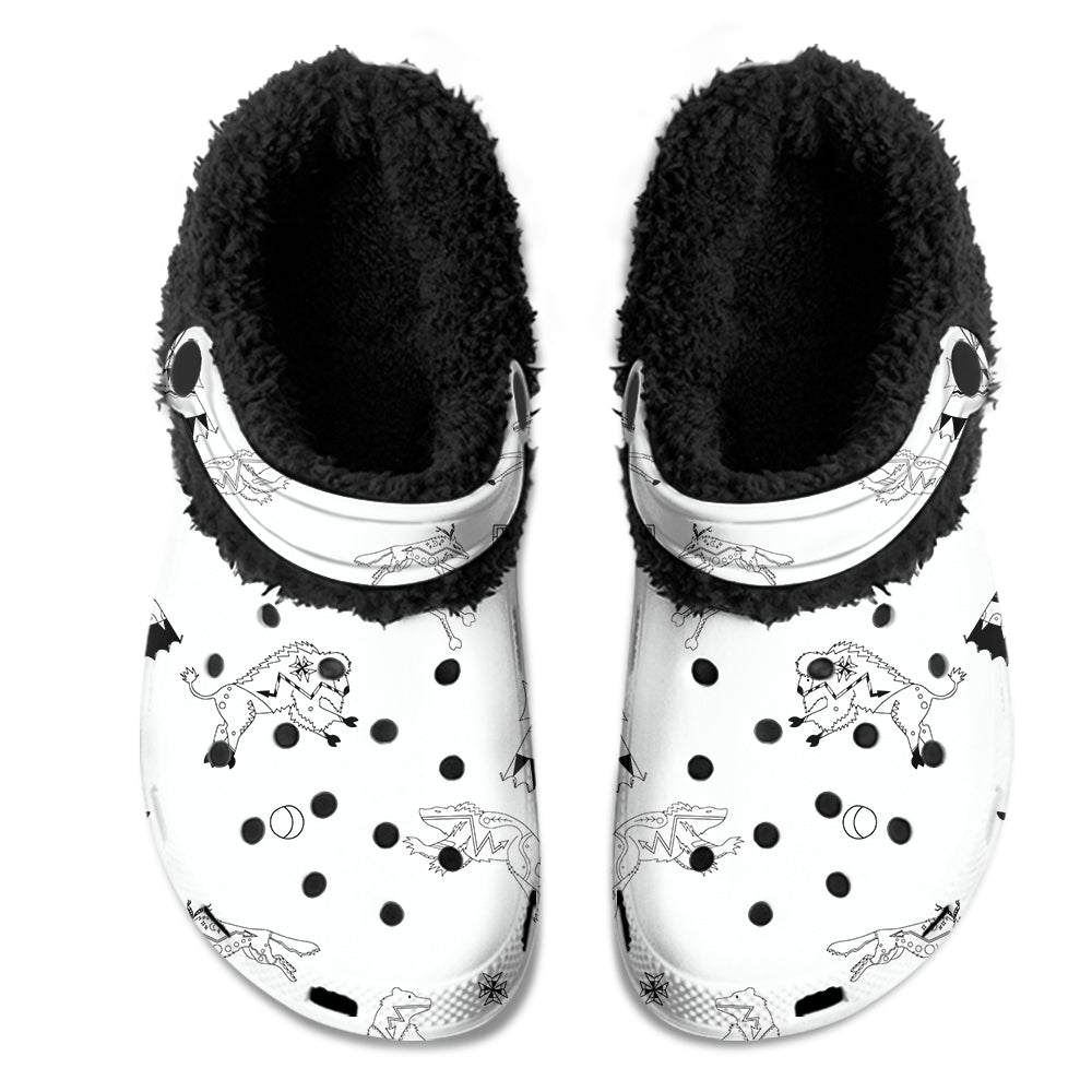 Ledger Dabbles White Muddies Unisex Clog Shoes with Soft Fleece Fur Lining