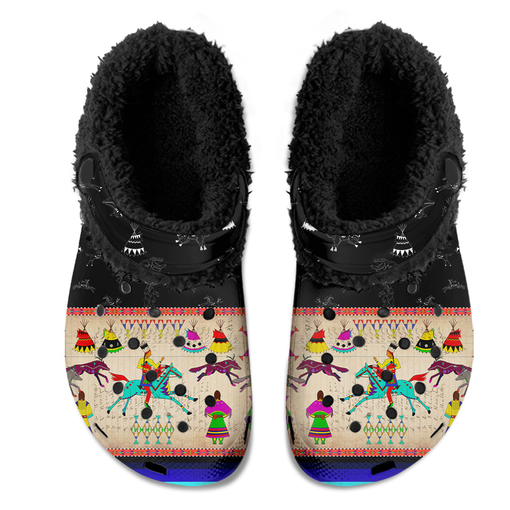 Ledger Village Midnight Muddies Unisex Clog Shoes with Soft Fleece Fur Lining