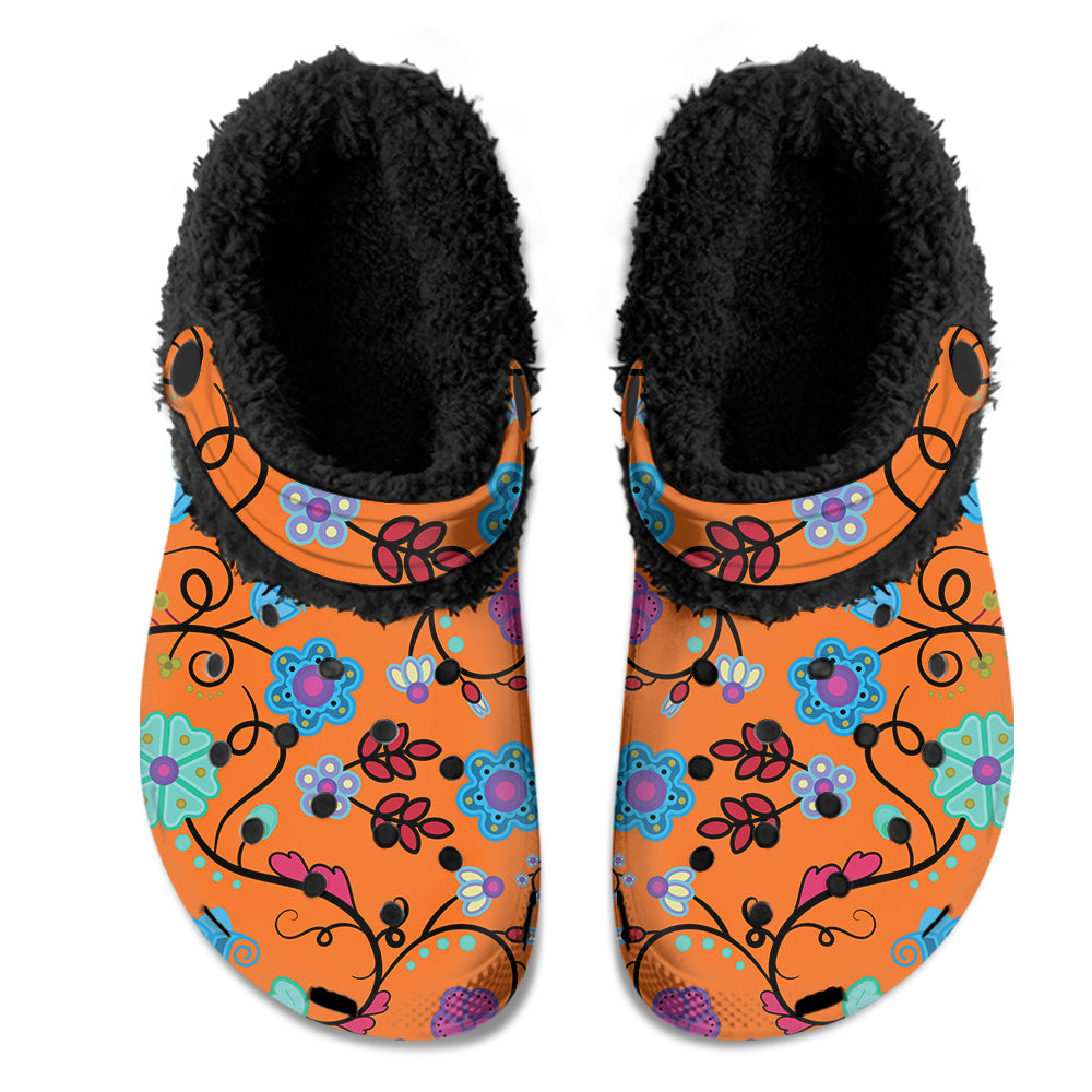 Nipin Blossom Carrot Muddies Unisex Clog Shoes with Soft Fleece Fur Lining