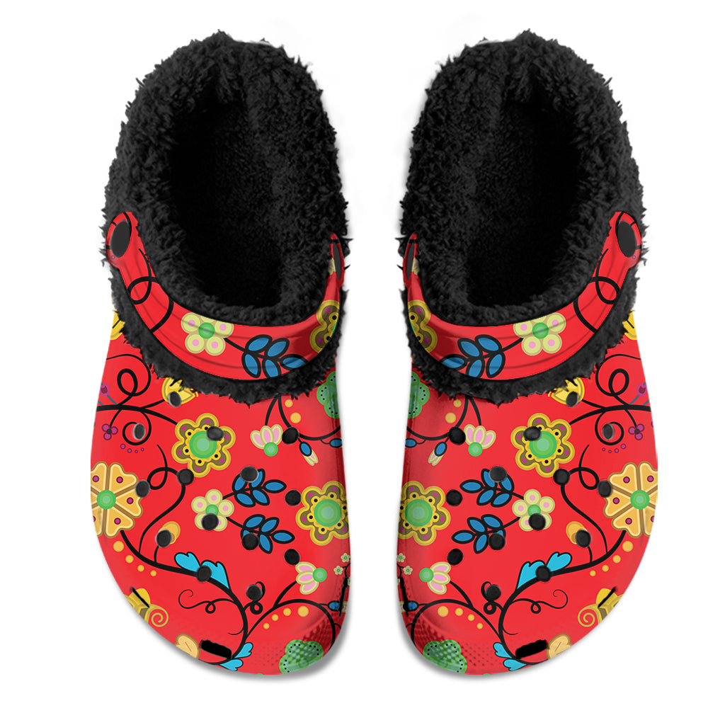 Nipin Blossom Fire Muddies Unisex Clog Shoes with Soft Fleece Fur Lining