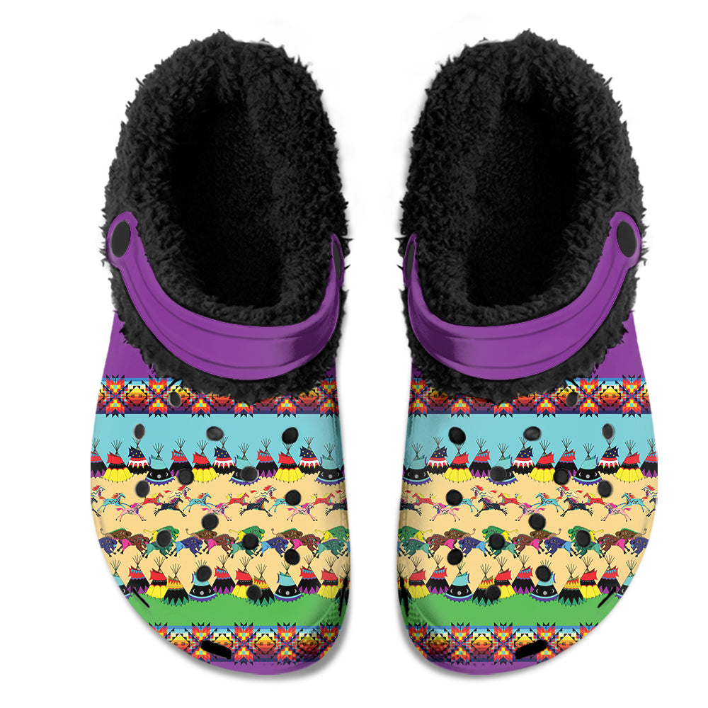 Prairie Bison Muddies Unisex Clog Shoes with Soft Fleece Fur Lining