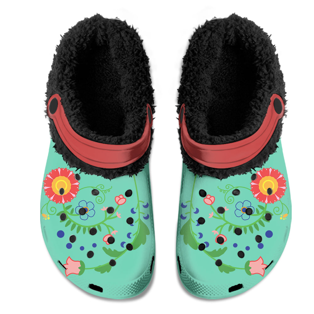 Bee Spring Turquoise Muddies Unisex Clog Shoes with Soft Fleece Fur Lining