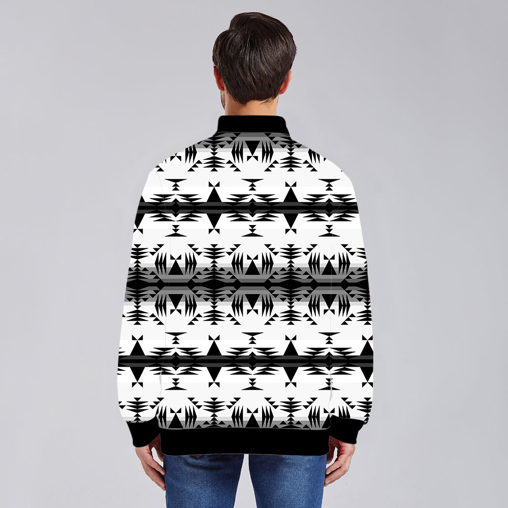Between the Mountains White and Black Youth Zippered Collared Lightweight Jacket
