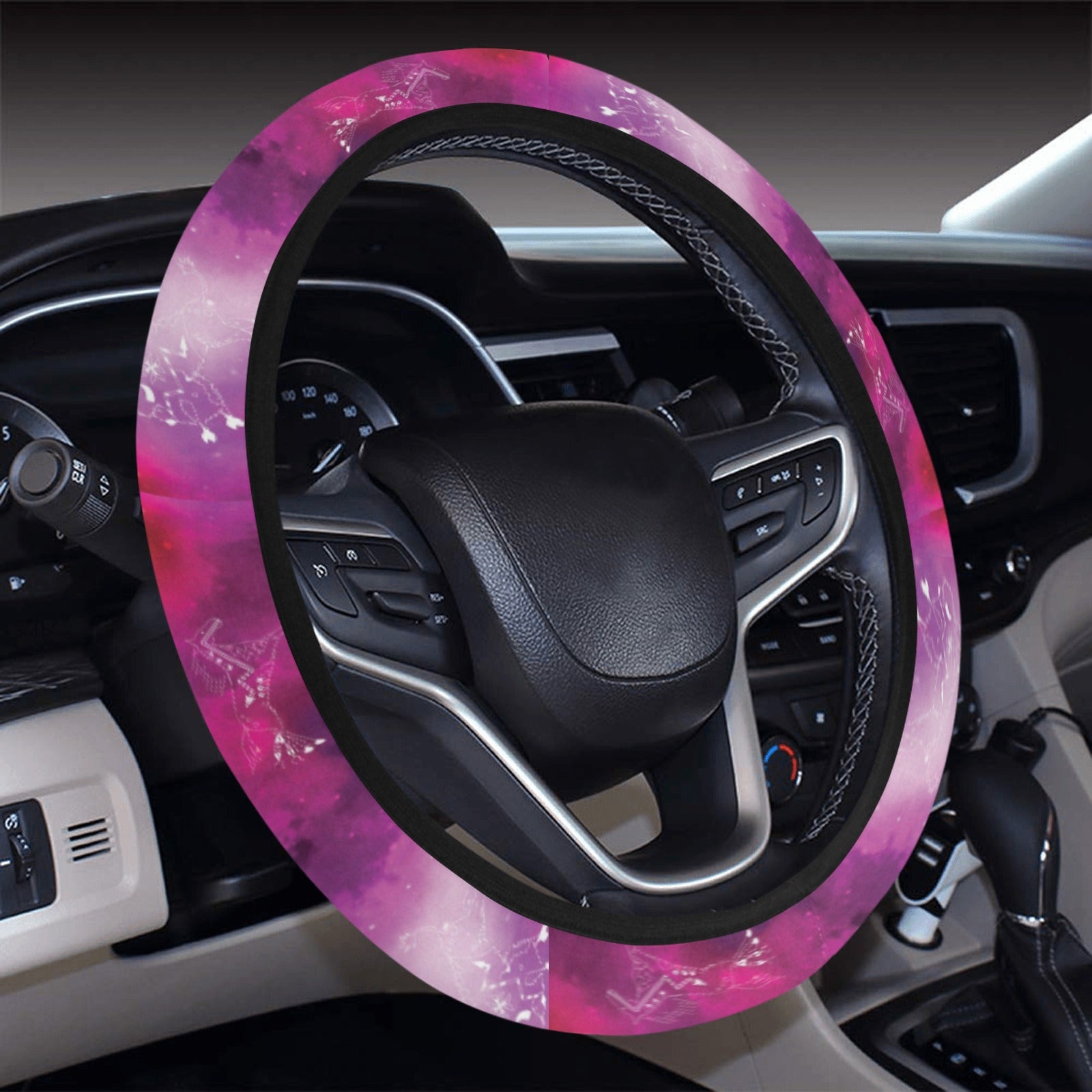 Animal Ancestors 8 Gaseous Clouds Pink and Red Steering Wheel Cover with Elastic Edge