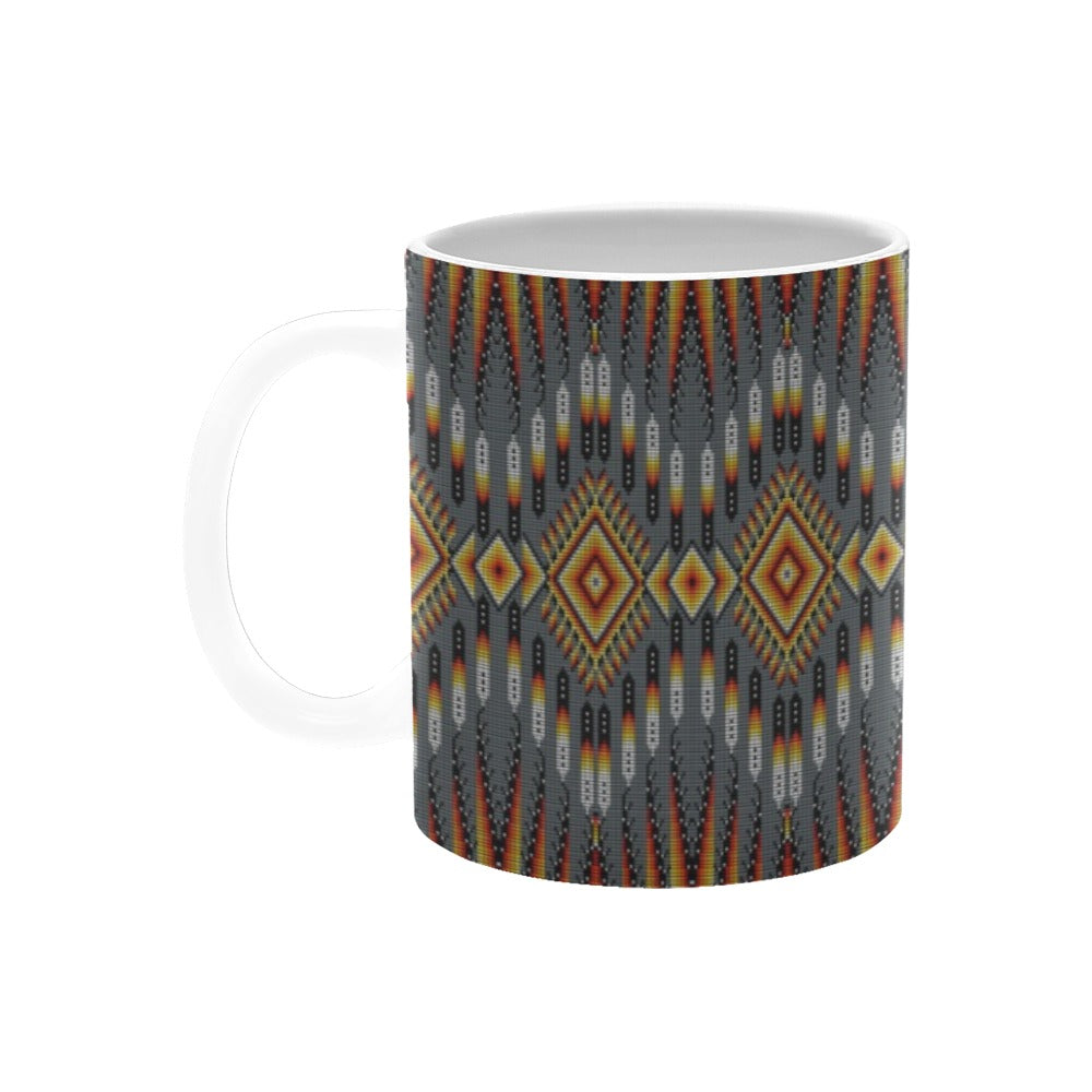 Fire Feather Grey White Mug(11OZ)