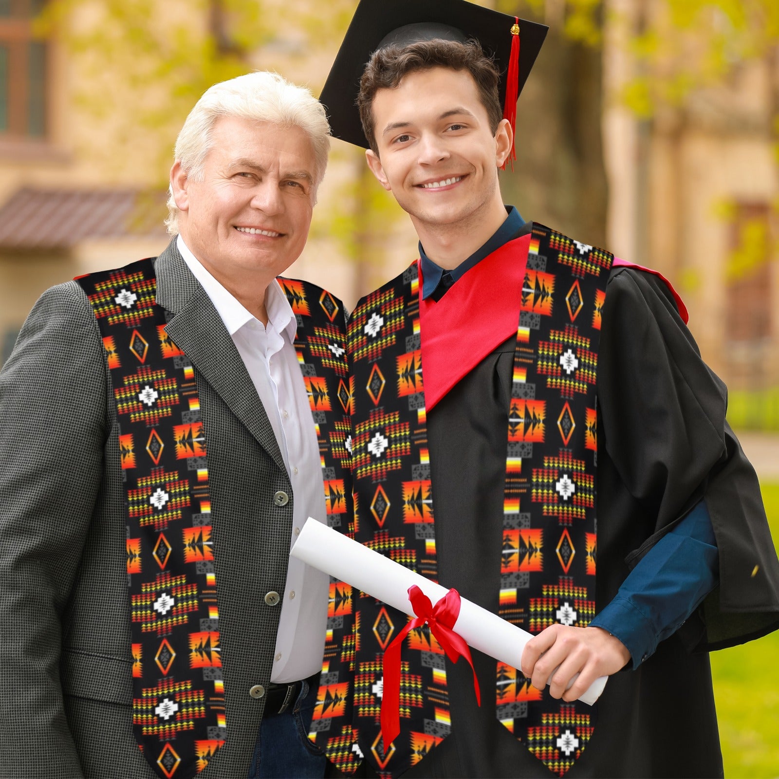 Seven Tribes Black Graduation Stole