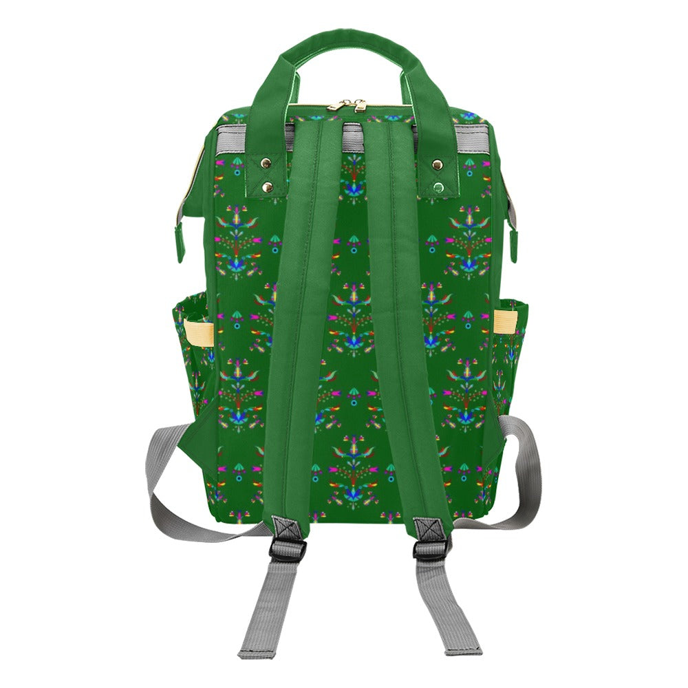 Dakota Damask Green Multi-Function Diaper Backpack/Diaper Bag