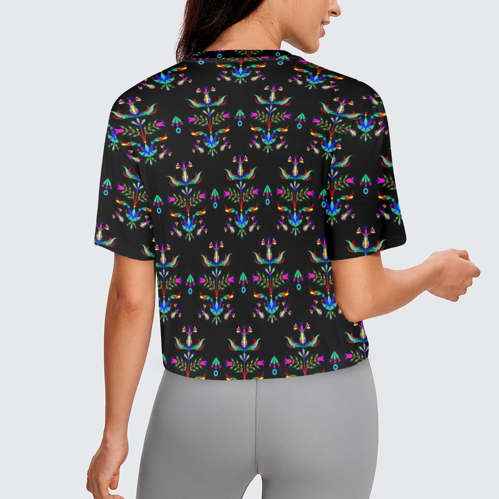 Dakota Damask Black Women's Cropped T-shirt