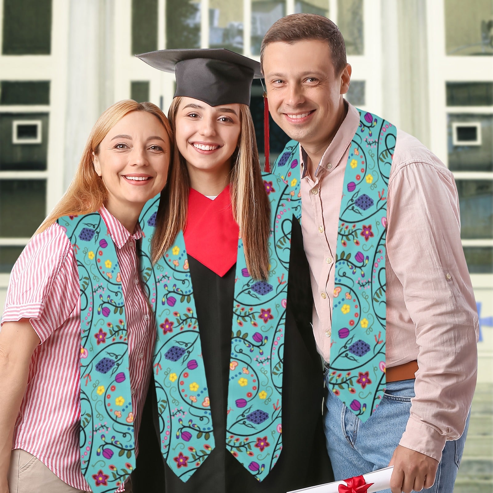 Fresh Fleur Sky Graduation Stole