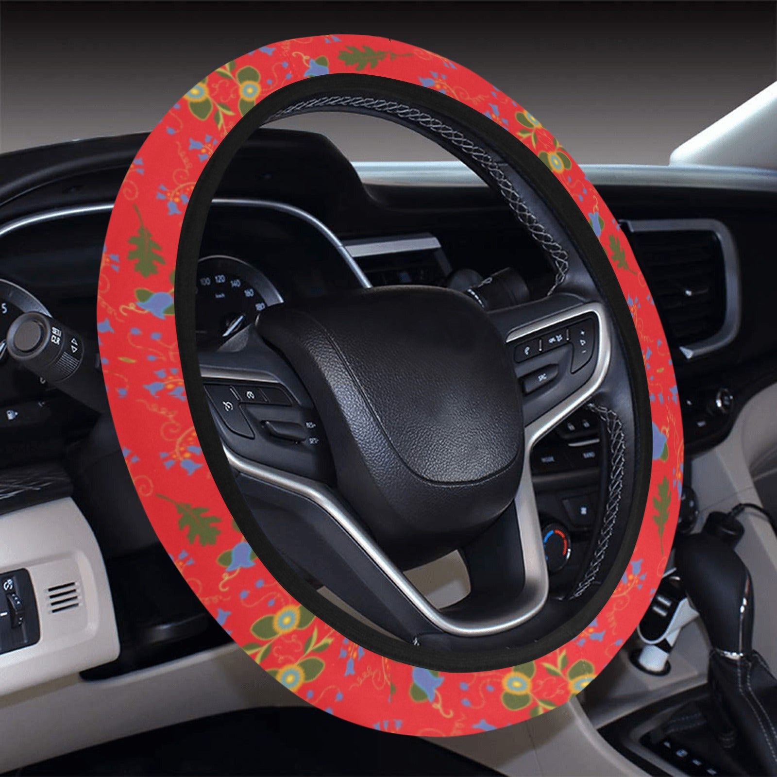 Vine Life Scarlet Steering Wheel Cover with Elastic Edge