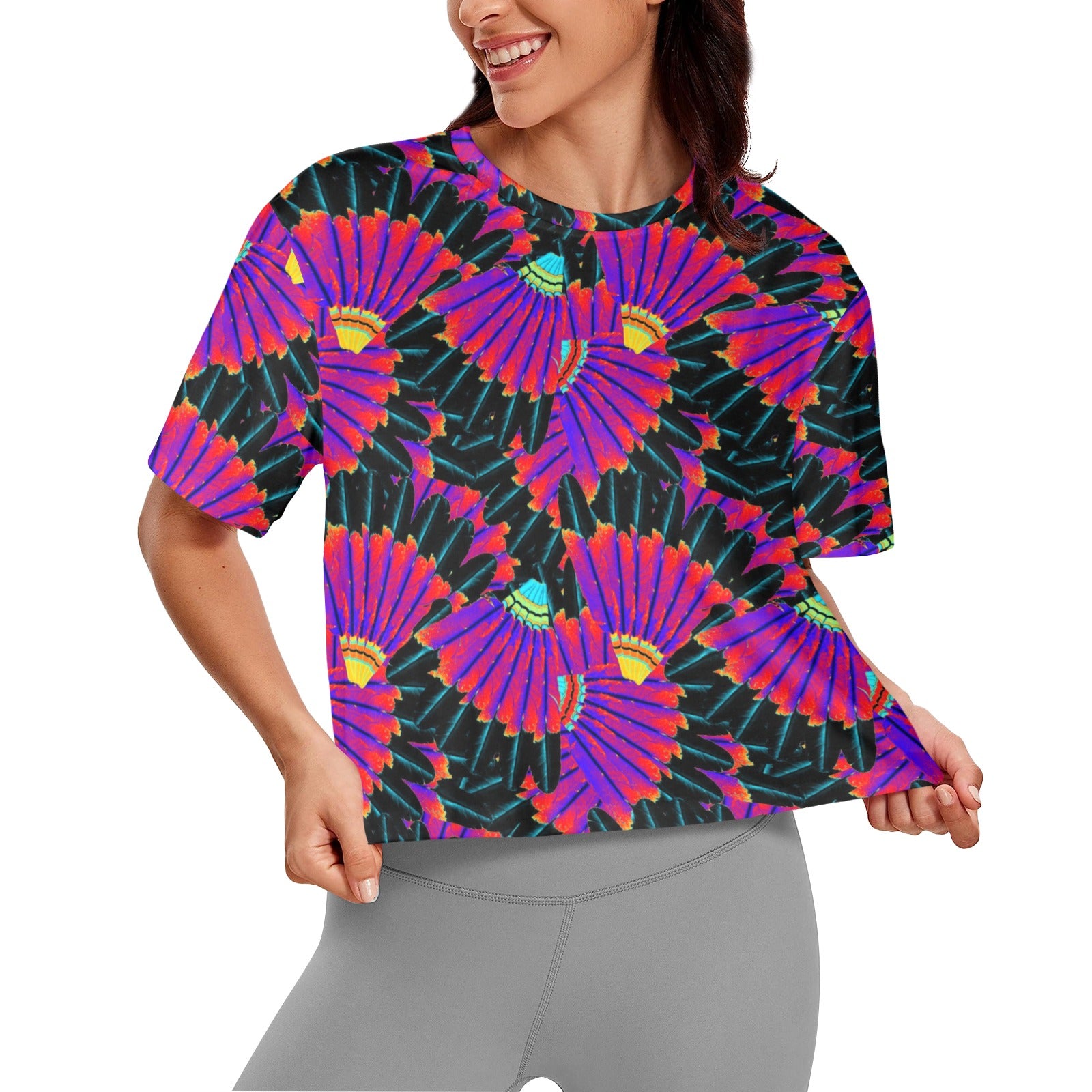 Eagle Feather Remix Women's Cropped T-shirt