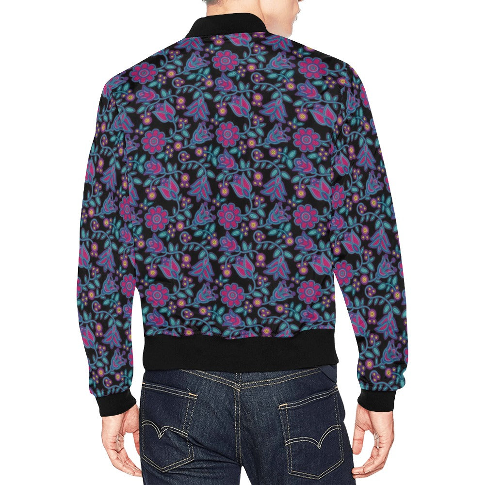Beaded Nouveau Coal All Over Print Bomber Jacket for Men