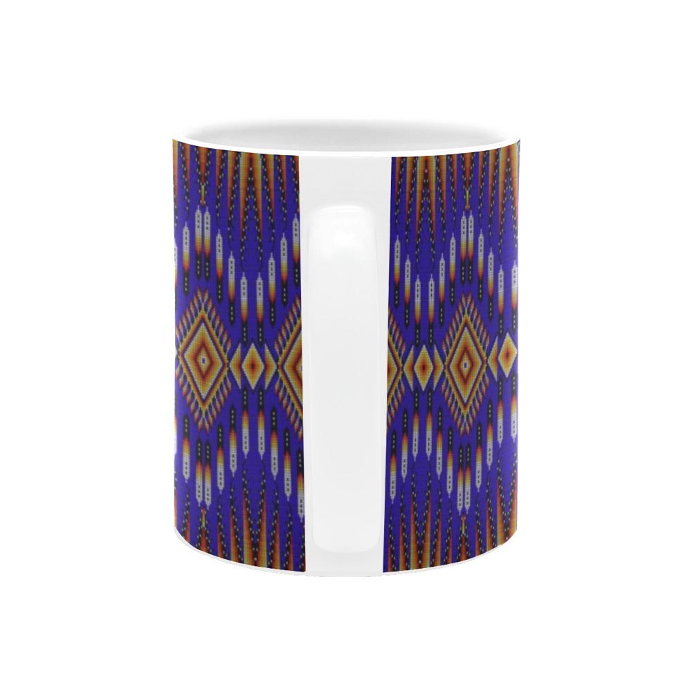 Fire Feather Blue White Mug(11OZ)