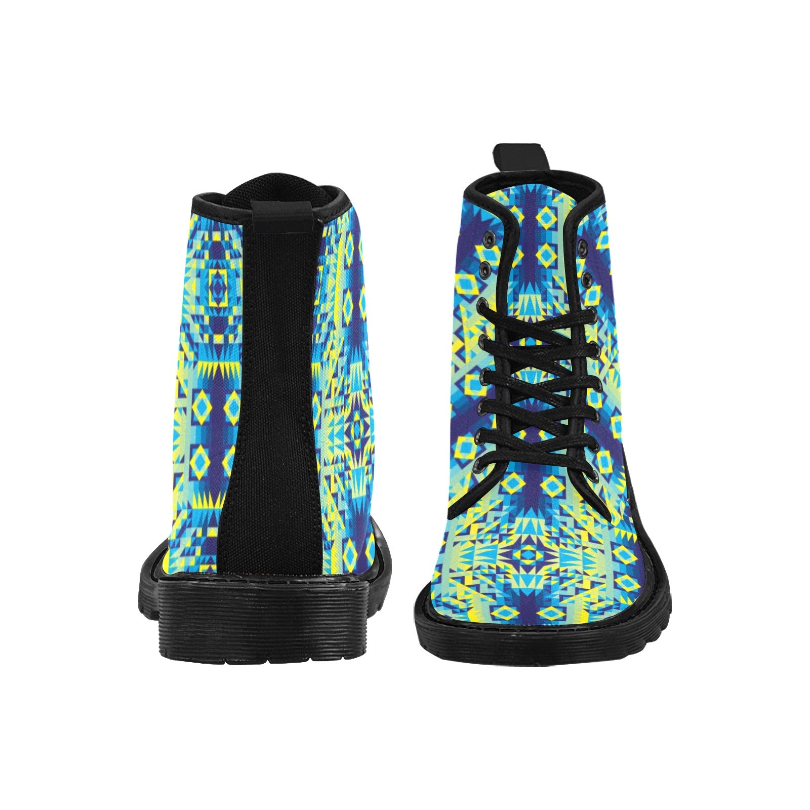 Kaleidoscope Jaune Bleu Boots for Women (Black)
