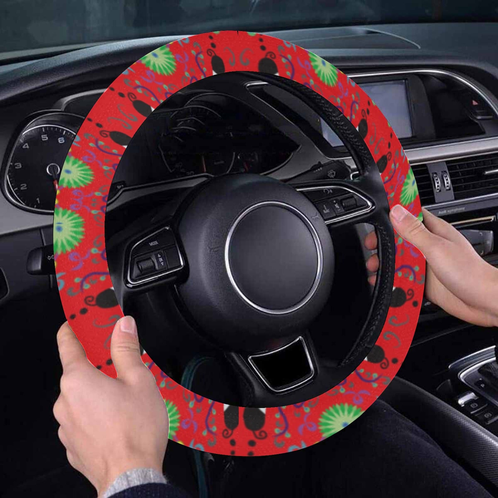 New Growth Vermillion Steering Wheel Cover with Elastic Edge