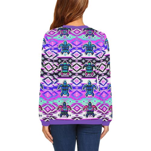 Adobe Dance Turtle All Over Print Crewneck Sweatshirt for Women (Model H18) Crewneck Sweatshirt for Women (H18) e-joyer 