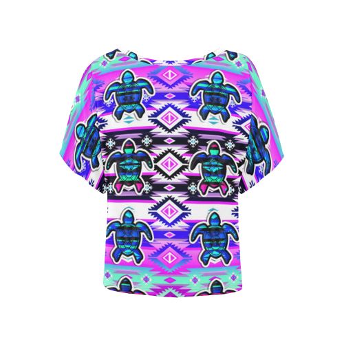 Adobe Dance Turtle Women's Batwing-Sleeved Blouse T shirt (Model T44) Women's Batwing-Sleeved Blouse T shirt (T44) e-joyer 