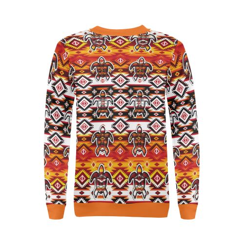 Adobe Fire Turtle All Over Print Crewneck Sweatshirt for Women (Model H18) Crewneck Sweatshirt for Women (H18) e-joyer 