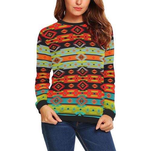 Adobe Kiva All Over Print Crewneck Sweatshirt for Women (Model H18) Crewneck Sweatshirt for Women (H18) e-joyer 