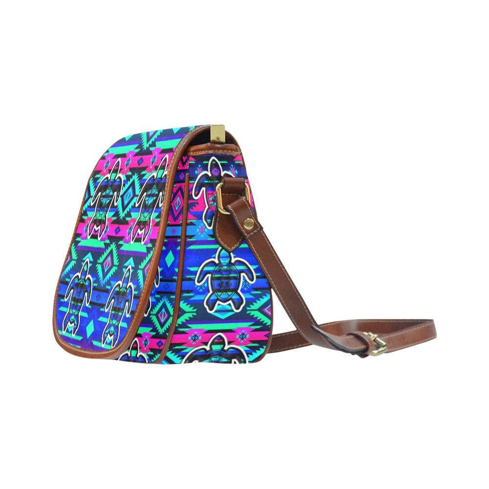 Adobe Sunset Turtle Saddle Bag/Small (Model 1649) Full Customization Saddle Bag/Small (Full Customization) e-joyer 
