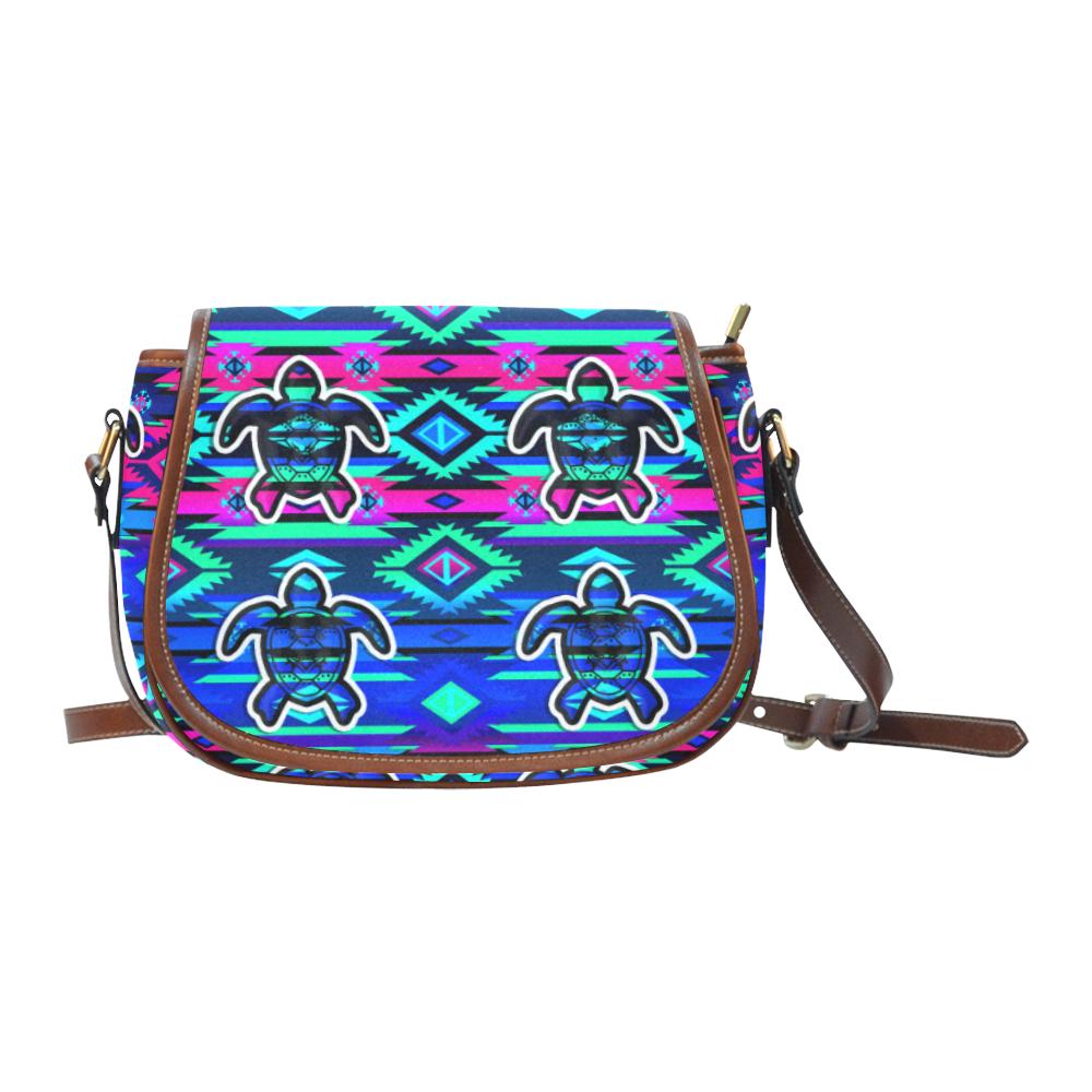 Adobe Sunset Turtle Saddle Bag/Small (Model 1649) Full Customization Saddle Bag/Small (Full Customization) e-joyer 