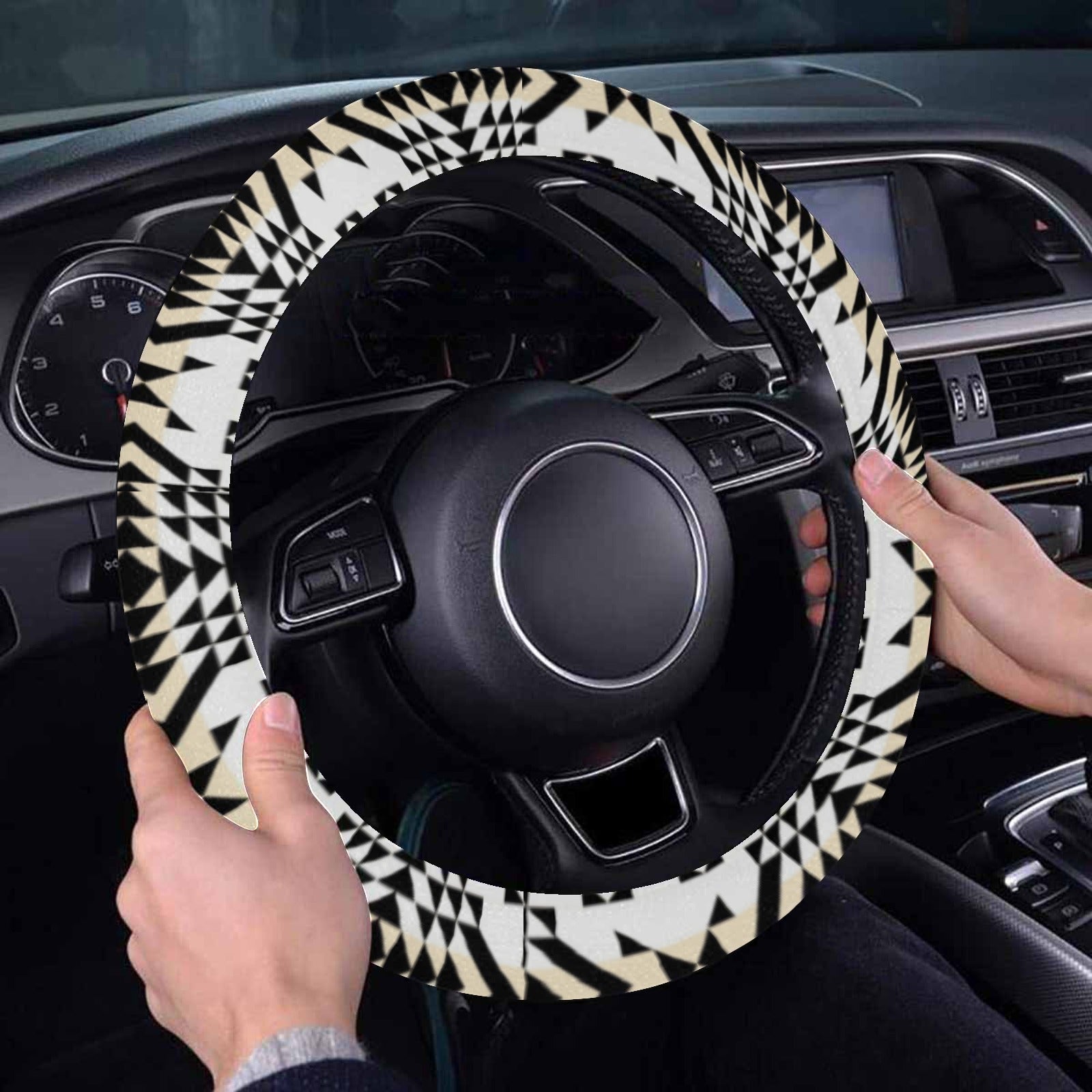 Black Rose Winter Canyon Steering Wheel Cover with Elastic Edge