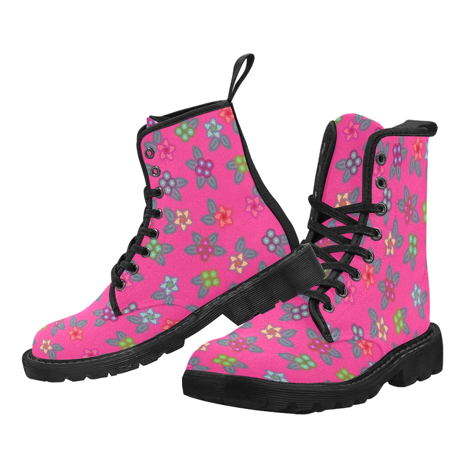 Berry Flowers Boots for Men (Black)