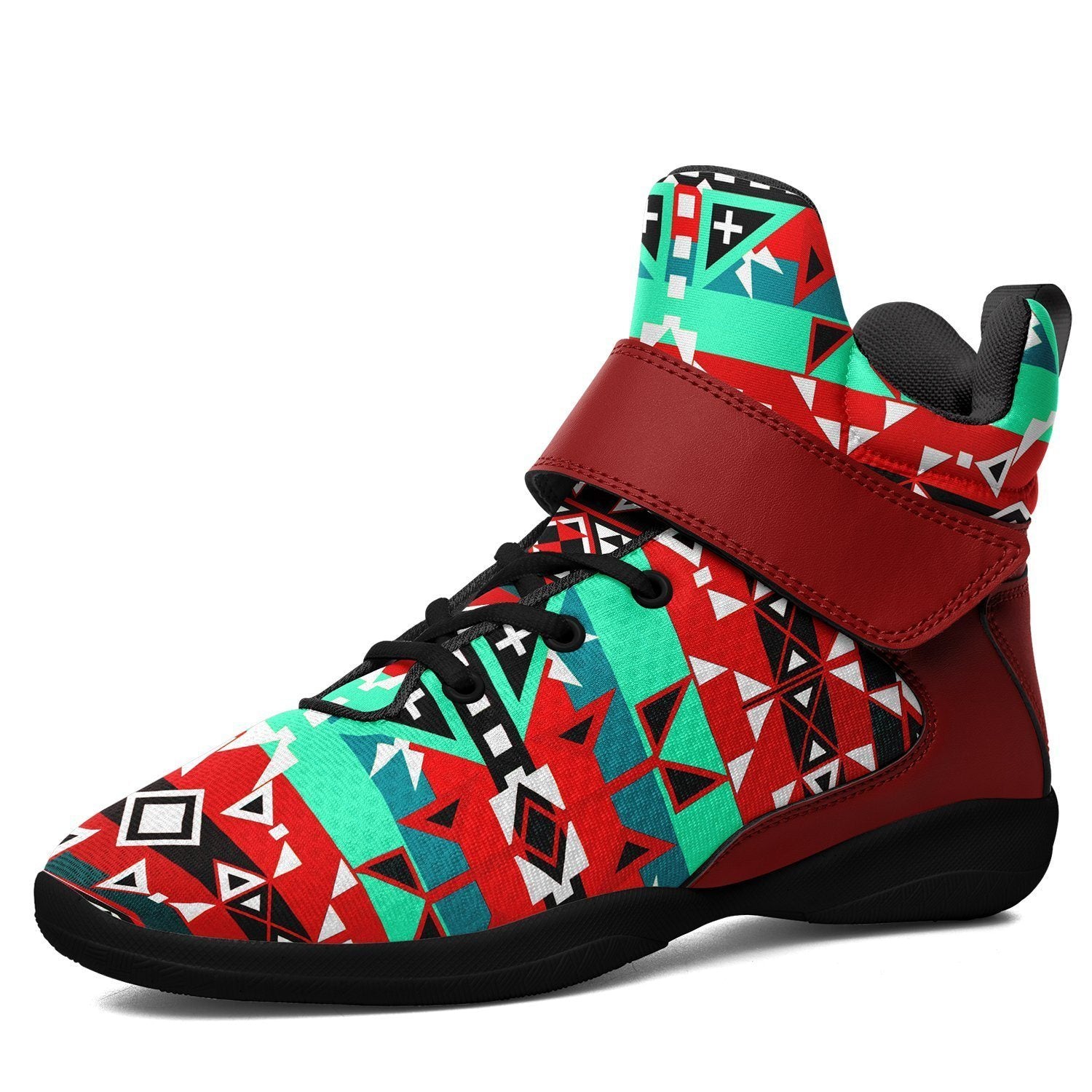 After the Southwest Rain Ipottaa Basketball / Sport High Top Shoes - Black Sole 49 Dzine US Men 7 / EUR 40 Black Sole with Dark Red Strap 