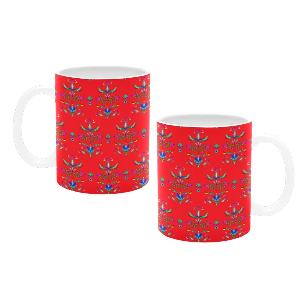 Dakota Damask Red White Mug(11OZ)