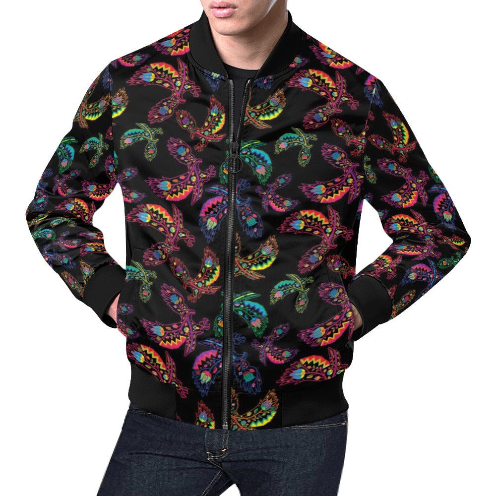 Neon Floral Eagles Bomber Jacket for Men
