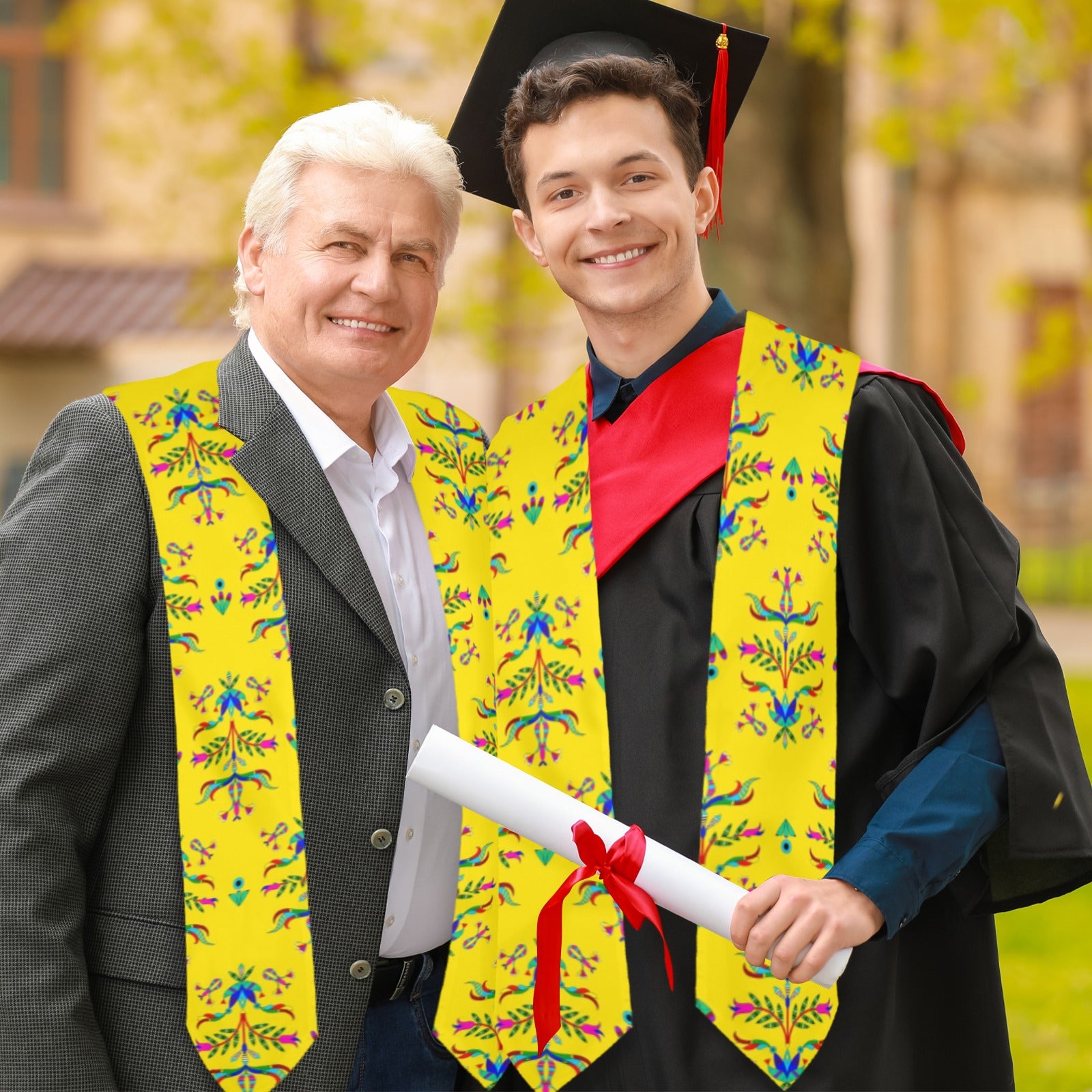 Dakota Damask Yellow Graduation Stole