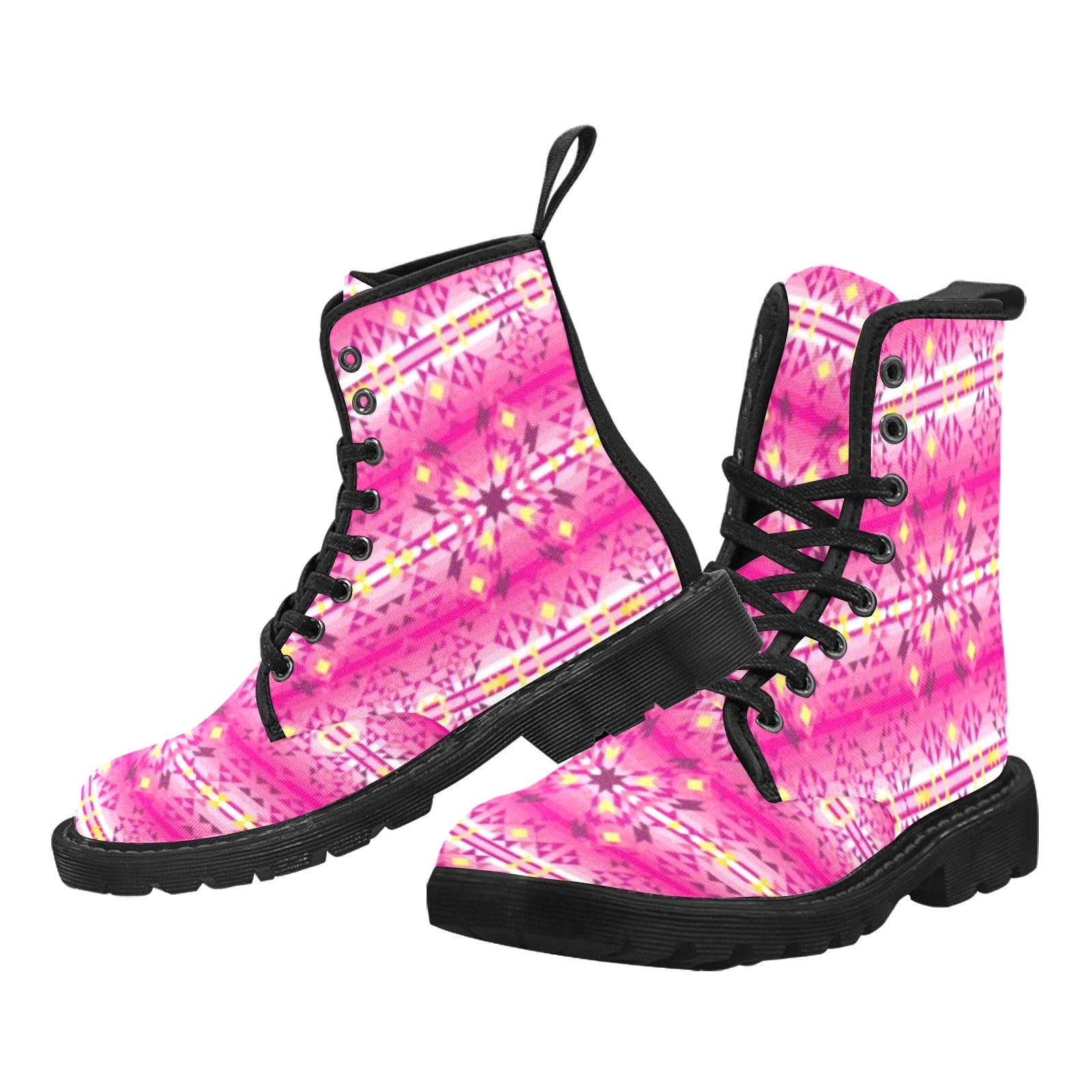 Pink Star Boots for Men (Black)