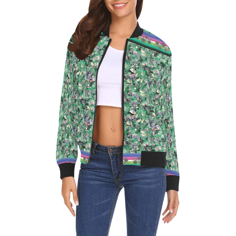 Culture in Nature Green Bomber Jacket for Women