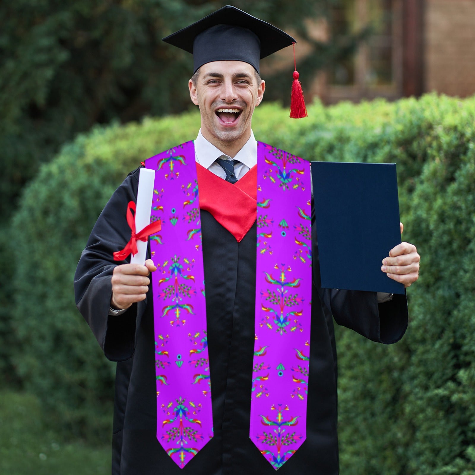 Dakota Damask Purple Graduation Stole