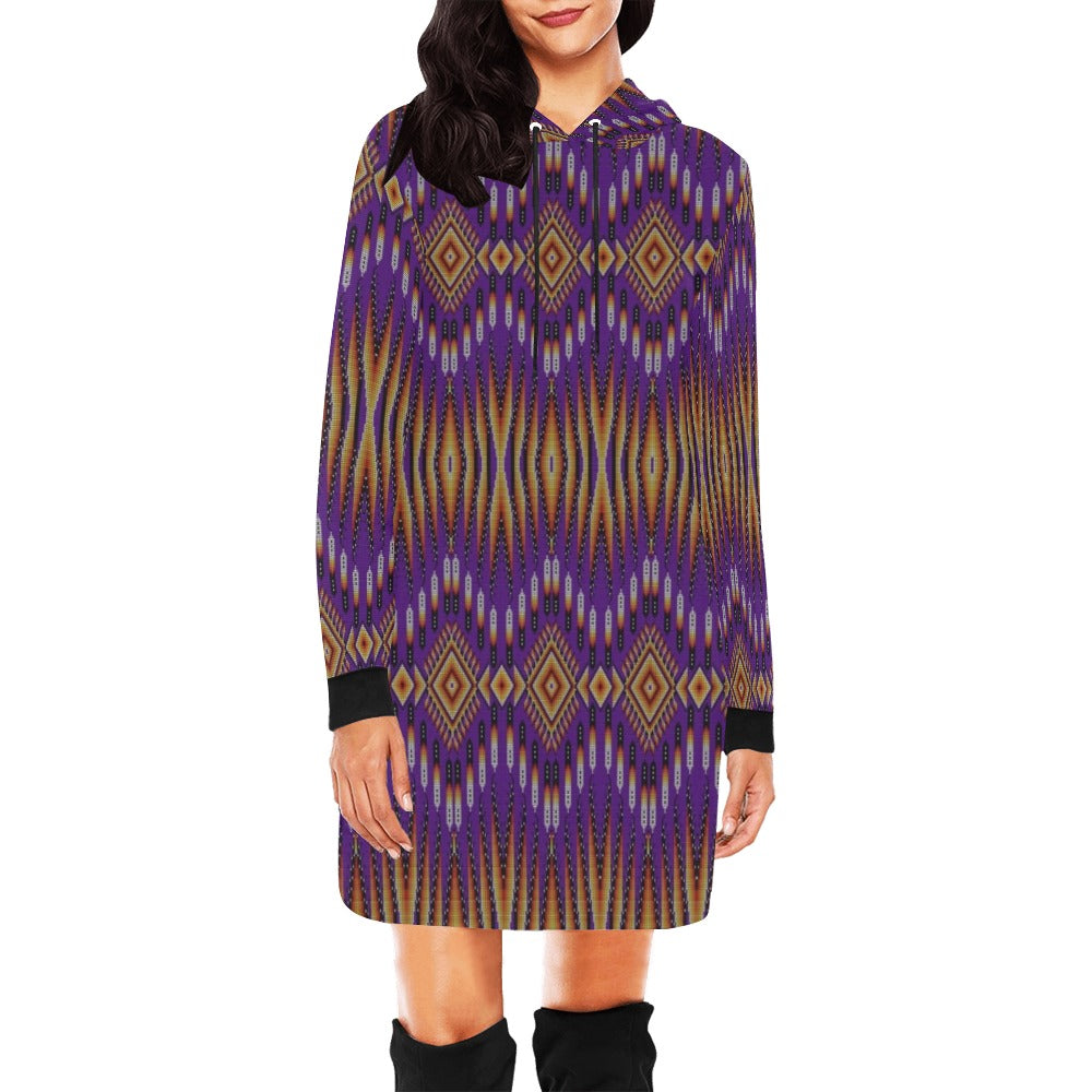 Fire Feather Purple Hoodie Dress