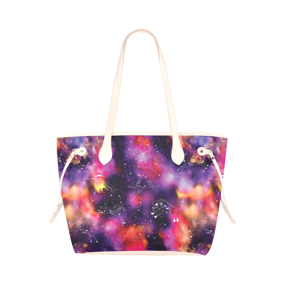 Animal Ancestors 9 Cosmic Swirl Purple and Red Clover Canvas Tote Bag