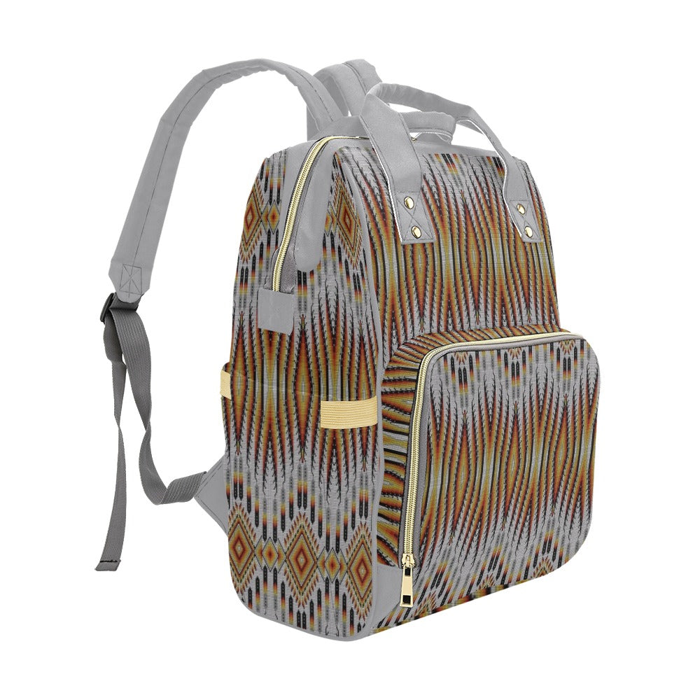 Fire Feather White Multi-Function Diaper Backpack/Diaper Bag