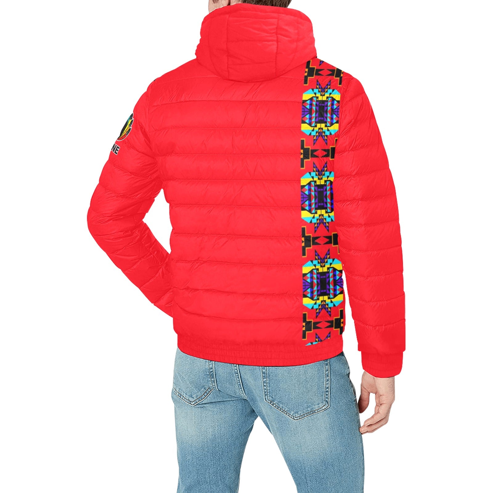 Red Blanket Strip II Men's Padded Hooded Jacket