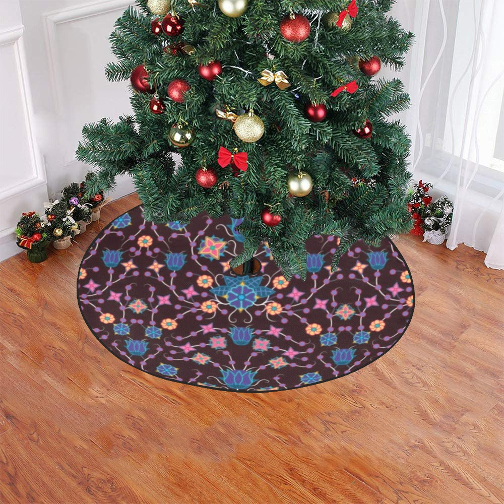 Floral Damask Purple Christmas Tree Skirt 47" x 47"