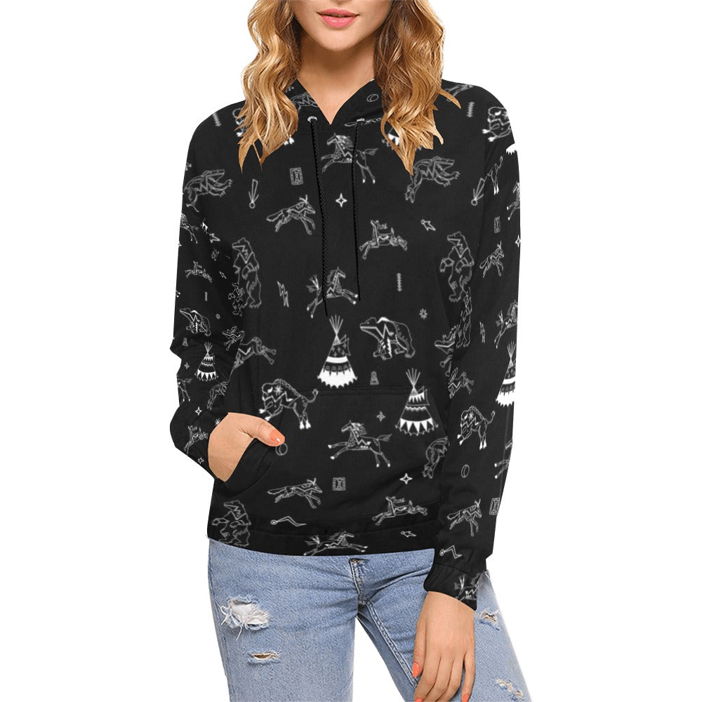Ledger Dables Black Hoodie for Women (USA Size) (Model H13)