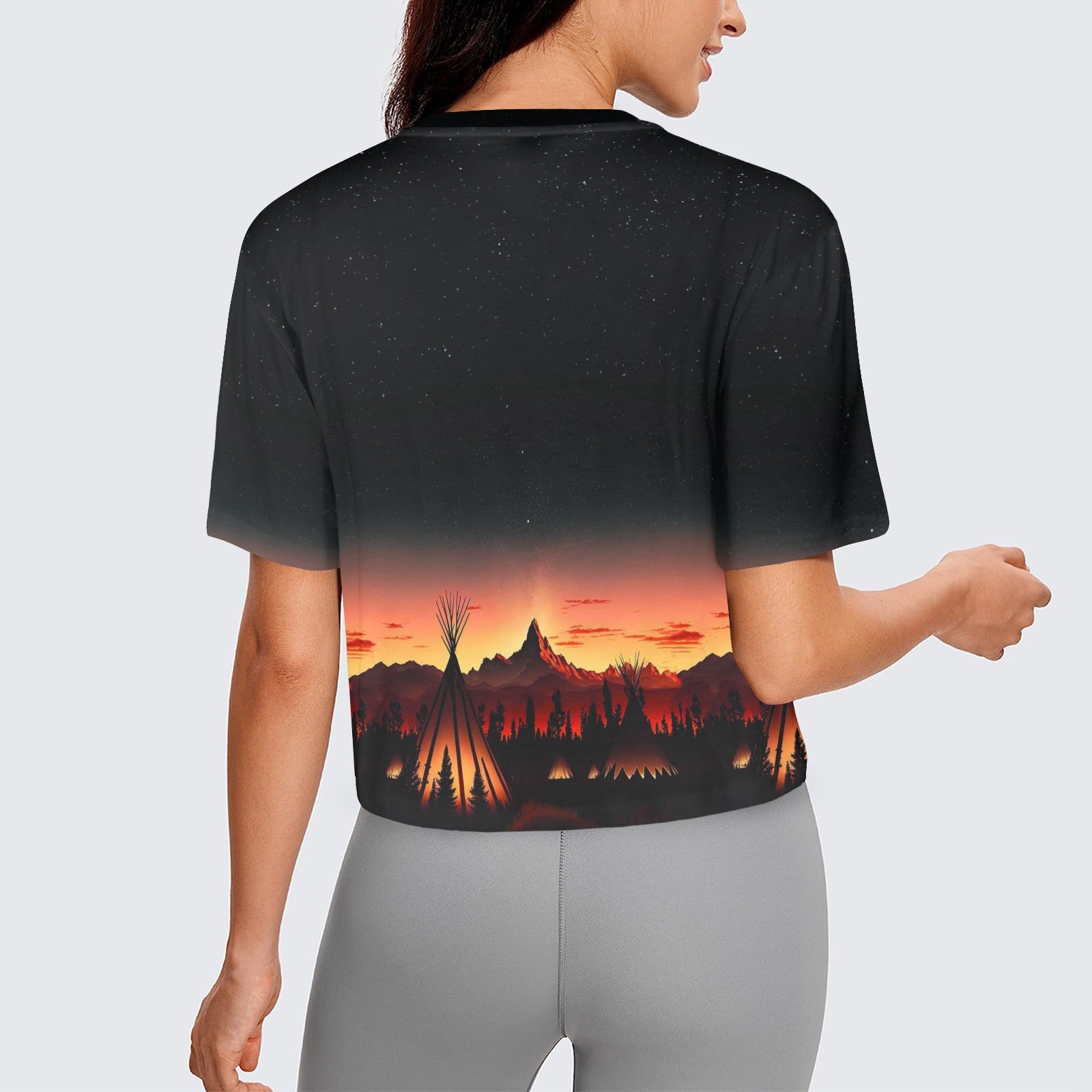 Sunset Tipis 1 Women's Cropped T-shirt
