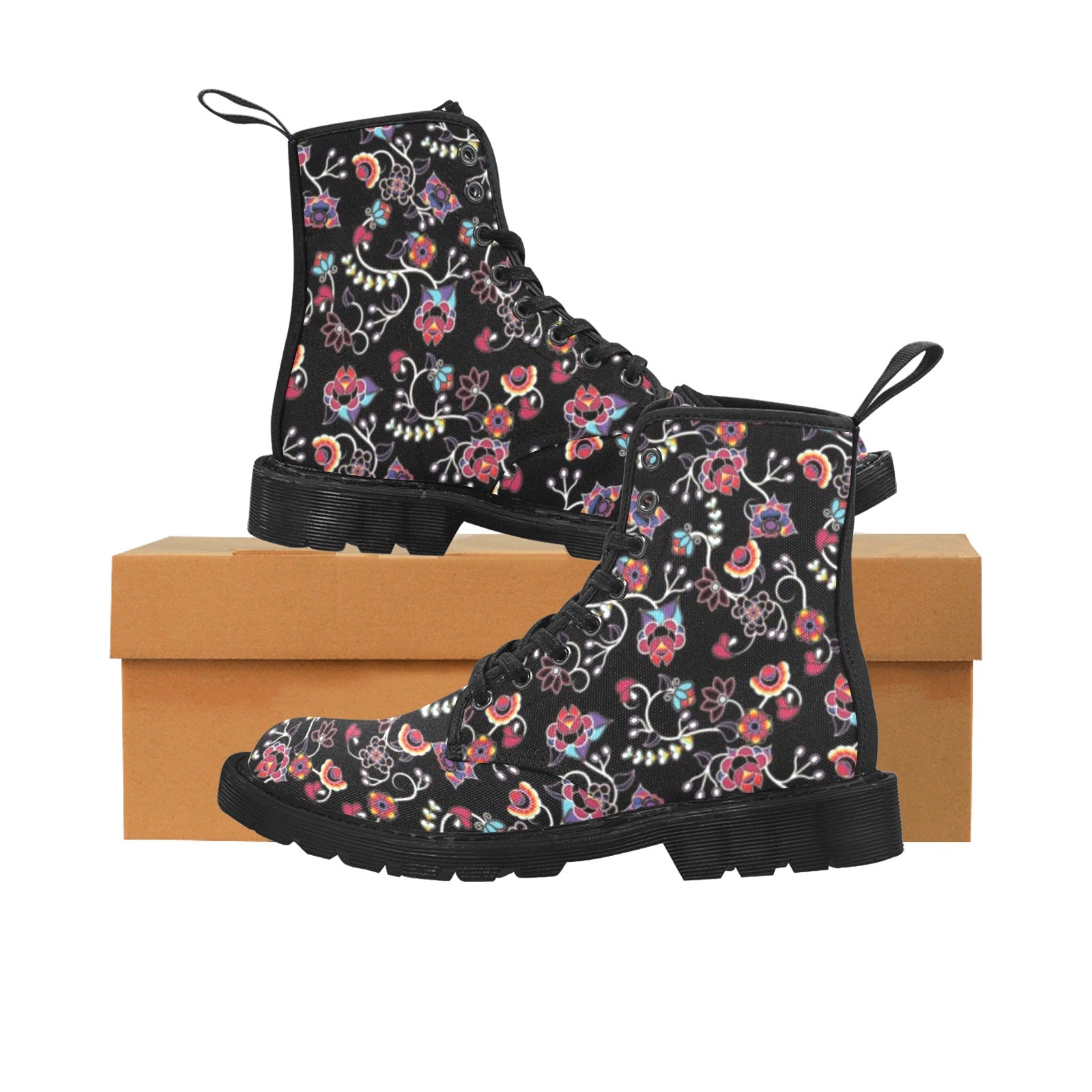 Floral Danseur Boots for Men (Black)