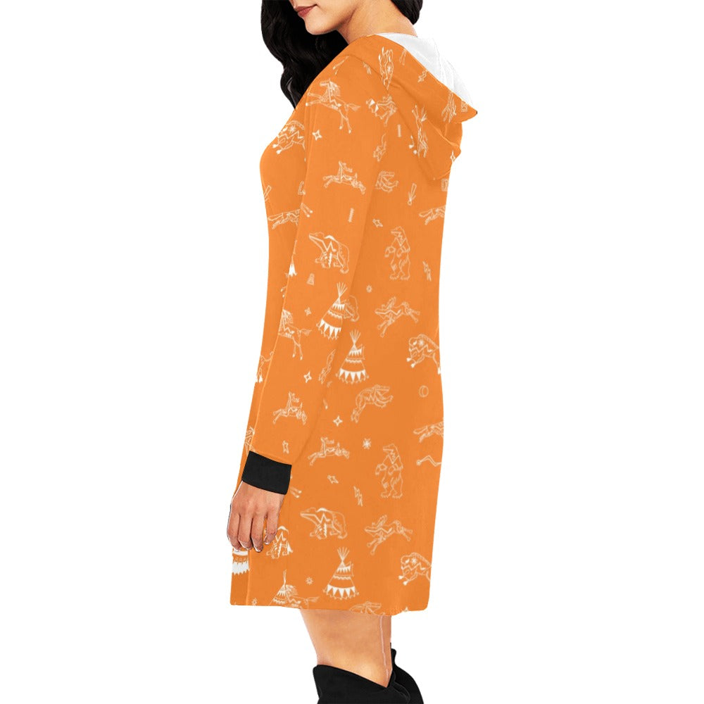 Ledger Dabbles Orange Hoodie Dress
