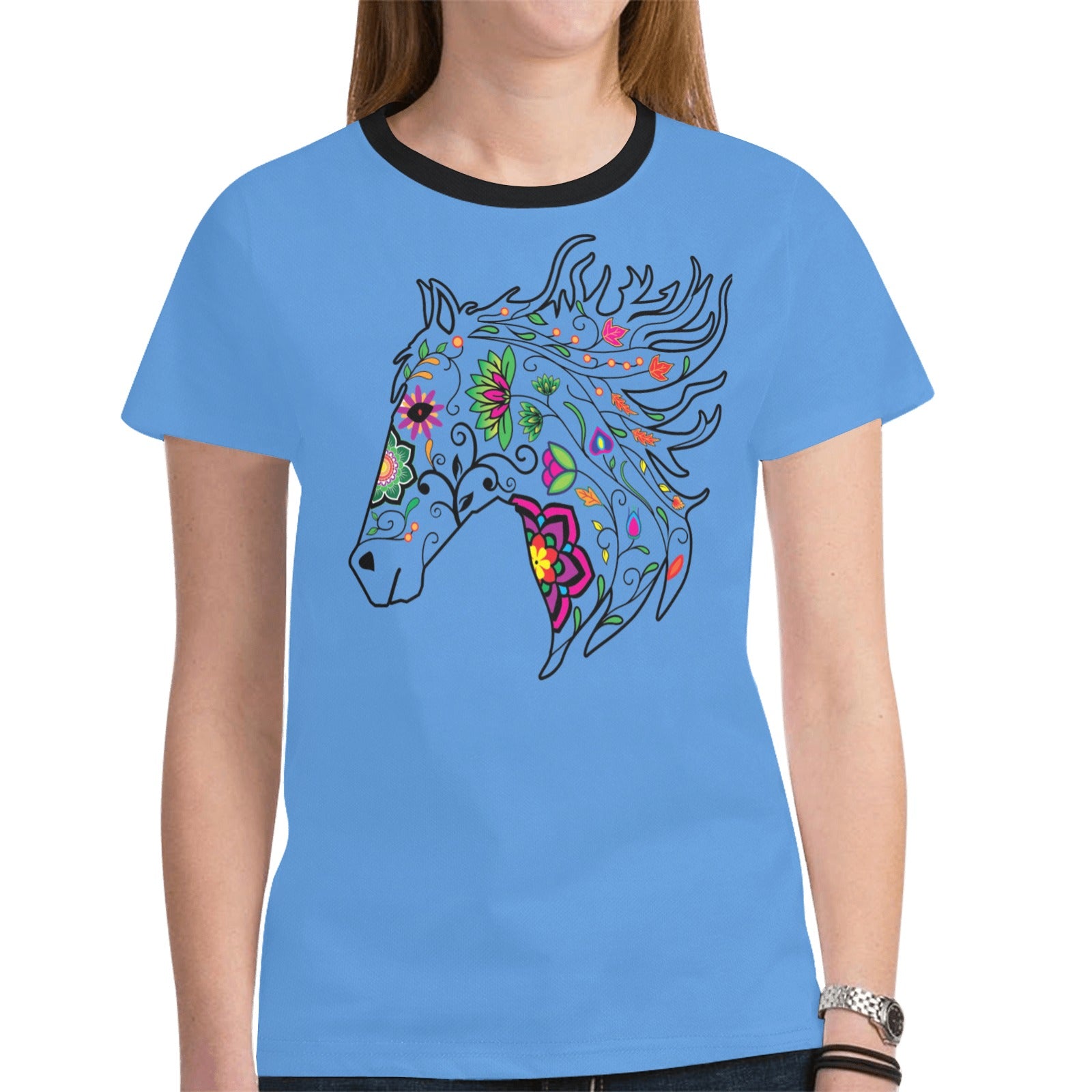 Horse Spirit Guide (Blue) T-shirt for Women
