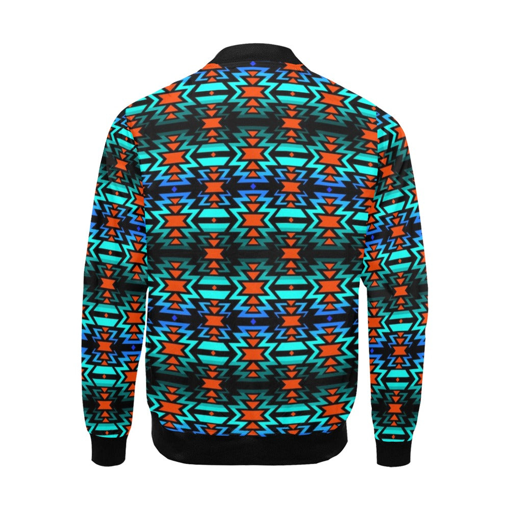 Black Fire and Glowing Meteor Bomber Jacket for Men