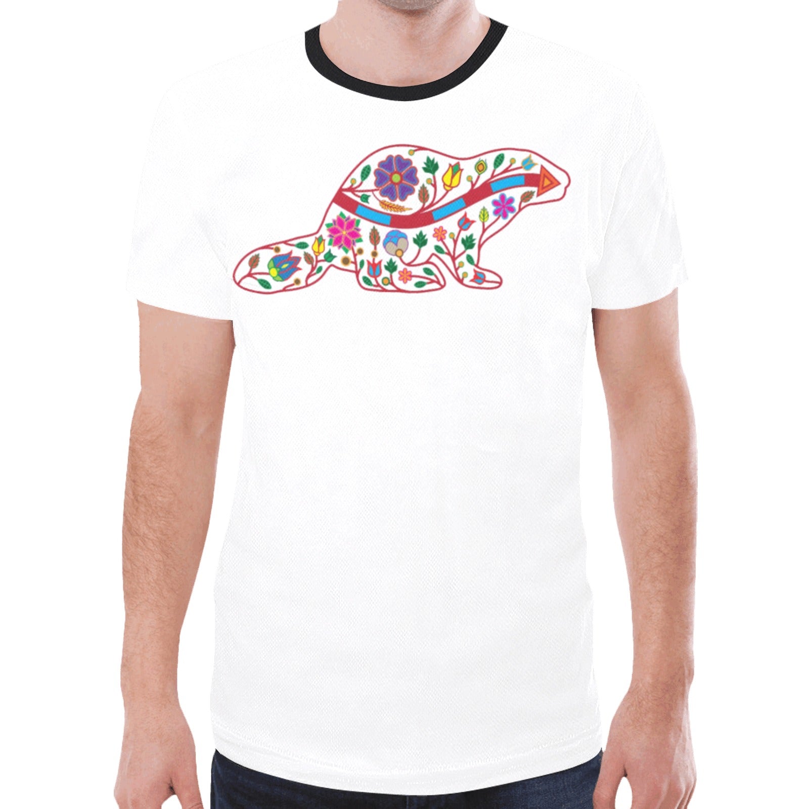 Floral Beaver Spirit Guide (White) T-shirt for Men