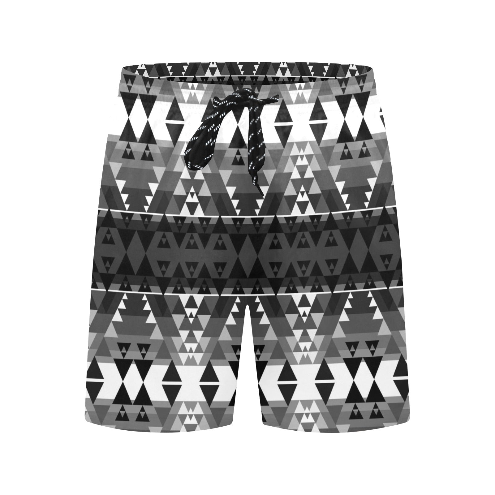 Writing on Stone Black and White Men's Mid-Length Beach Shorts